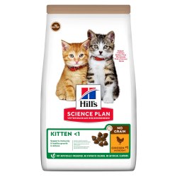 Сухой корм Hills No Grain. Без зерновой для котят до 1 года и для беременных или кормящих кошек, с курицей. 1,5 кг