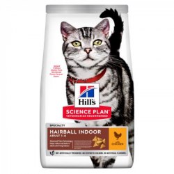 Сухой корм Hills Hairball Indoor. Для кошек, с курицей. Помогает предотвратить образование волосяных комочков в ЖКТ у кошек, ведущих домашний образ жизни. 1,5 кг