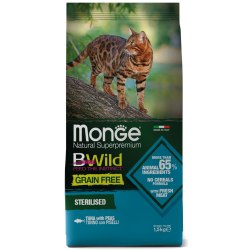 Сухой корм Monge Cat BWild GRAIN FREE для стерилизованных кошек, беззерновой, из тунца, 1,5 кг