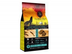 Сухой корм AMBROSIA GRAIN FREE холистик для пожилых собак мини-пород, лосось и индейка, 1,5кг
