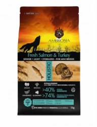 Сухой корм AMBROSIA GRAIN FREE холистик для пожилых собак мини-пород, лосось и индейка, 5кг