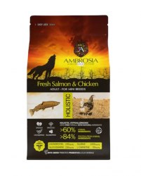 Сухой корм холистик AMBROSIA ''GRAIN FREE" для собак мелких пород, лосось, курица, 6 кг