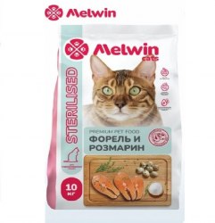 Сухой корм Melwin для стерилизованных котов и кошек с Форелью и розмарином 10 кг