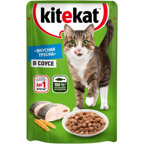 Влажный корм Kitekat со вкусом рыбы в соусе, 85г