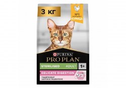 Сухой корм Pro Plan для стерилизованных кошек с чувствительным пищеварением, с курицей 3 кг