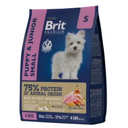 Сухой корм Brit Premium Dog Puppy and Junior Small. Для щенков и молодых собак мелких пород с курицей, 1кг