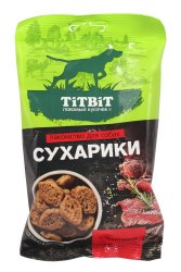 Сухарики TiTBiT лакомства для собак с телятиной, 55 г
