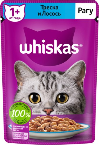 Рагу Whiskas Треска и лосось, 75г