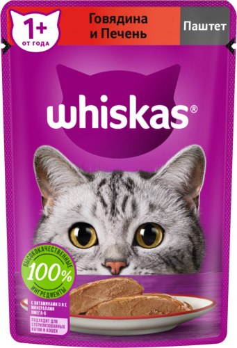 Паштет Whiskas говядинаи и печень, 75г