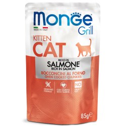 Влажный корм Monge Cat Grill для котят, с норвежским лососем, паучи 85 г