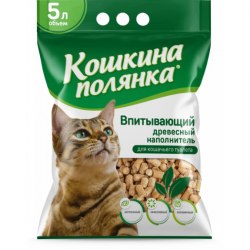 Наполнитель "Кошкина полянка" древесный 5л