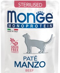 Влажный корм Monge Cat monoprotein sterilised паштет из говядины 85 г