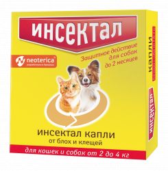 Капли от блох и клещей Инспектал для кошек и собак от 2 до 4 кг - 1 пип.