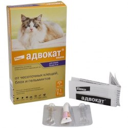 Капли от блох,всех видов клещей и гельминтов Адвокат (Elanco) для кошек более 4 кг - 1 пип