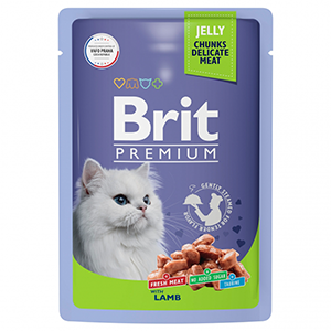 Консерва Brit Premium для взрослых кошек ягненок в желе 85 г