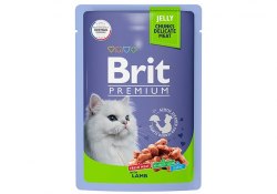 Консерва Brit Premium для взрослых кошек ягненок, говядина в желе 85 г