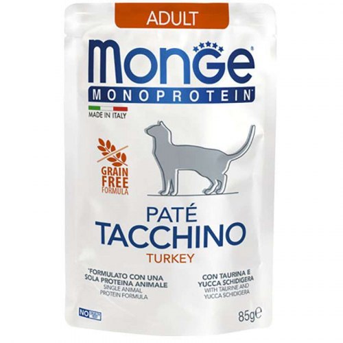 Влажный корм Monge Cat monoprotein turkey паштет из индейки 85 г