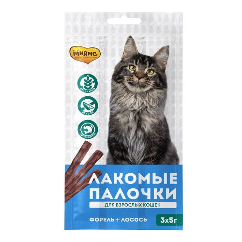 Лакомство Мнямс Палочки для кошек с форелью и лососем 5г