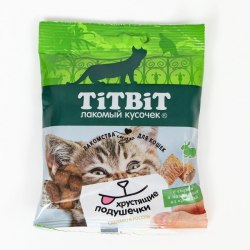 Лакомство TiTBiT Хрустящие подушечки с сыром и паштетом из кролика 30 г
