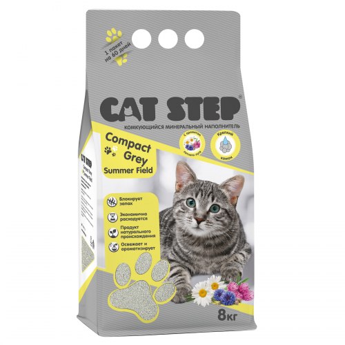 Наполнитель Cat Step Compact Gray Summer Field, комкующийся, с ароматом летнего луга 5 л