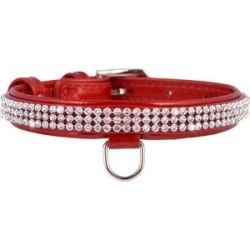 Ошейник Collar Brilliance с украшением полотно стразы (ш 9мм, д 18-21 см), красный