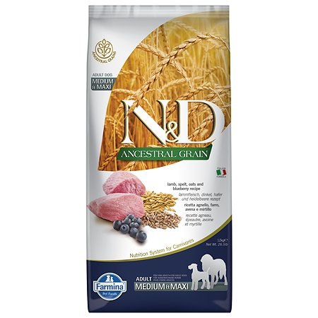 Сухой корм Farmina N&D Ancestral Grain Dog Lamb & Blueberry Puppy MINI 2,5 кг. Для щенков низкозерновой МИНИ ягнёнок и черника
