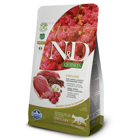 Сухой корм Farmina N&D Cat Quinoa Urinary Duck/Cranberry Adult. Беззерновой Киноа "Уринари" утка с клюквой 10 кг