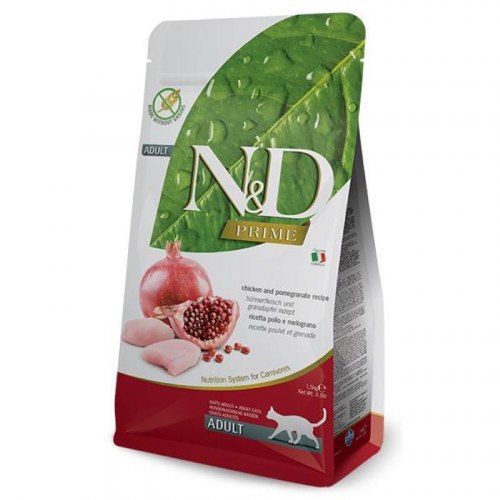 Сухой корм Farmina N&D Prime Cat Chicken & Pomegranate Adult 10 кг. Беззерновой корм для кошек, курица и гранат