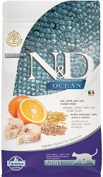 Сухой корм Farmina N&D Low Grain Cat Ocean Codfish & Orange Adult 10 кг. Низкозерновой для кошек ОКЕАН треска и апельсин