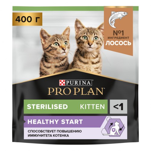 Сухой корм Pro Plan Kitten Sterilised с лососем, 400 г