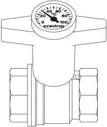 Кран шаровой "Optibal" с термометром Oventrop с маховиком, с обеих сторон ВР, 3/4"
