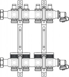 Гребенка на 7 контуров с регулирующими вставками на подаче Oventrop Multidis SF 1"