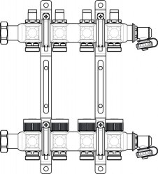 Гребенка на 5 контуров с регулирующими вставками на подаче Oventrop Multidis SF 1"