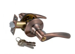 Ручка-защелка дверная S-Locked 3901-01 ЕТ AC с ключом и фиксатором медь