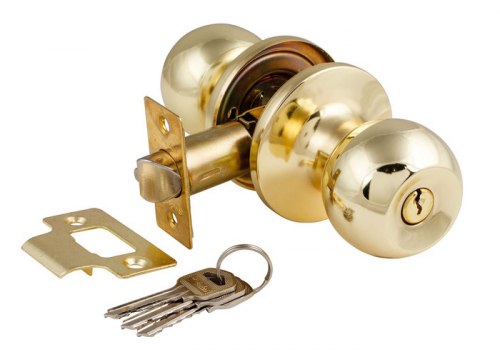 Ручка-защелка дверная S-Locked 6072 - 01-ЕТ РВ с ключом и фиксатором золото