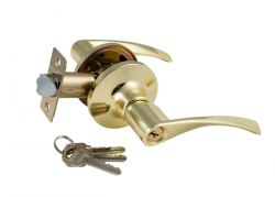 Ручка-защелка дверная S-Locked 23-01 ET PB с ключом и фиксатором золото
