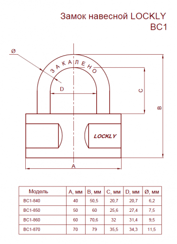 Замок навесной Lockly ВС1-840 BLISTER бочонок