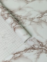 Пленка самоклеящаяся 0,675*8м мрамор бело-коричневый Axelfix Y11
