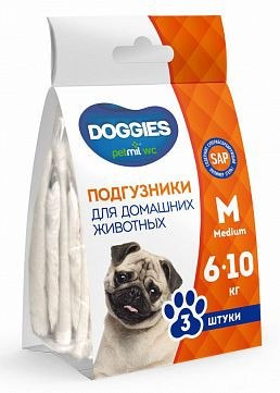 Подгузники для домашних животных 6-10кг (упаковка 3 шт) Petmil WC DOGGIES Арт.М1 DP УП 003 Г5 20