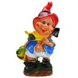 Садовая фигурка из гипса Гном с фруктами (38х25 см.)