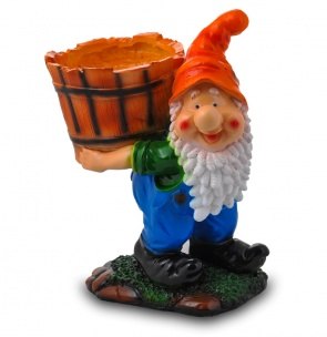 Садовая фигурка из гипса Гном с ушатом (41х22см)