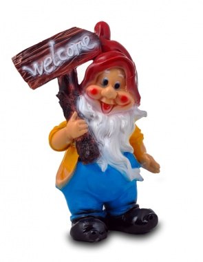 Садовая фигурка из гипса Гном с табличкой средний (50*34см)