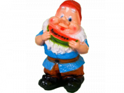 Садовая фигурка из гипса Гном с арбузом (32*18см)