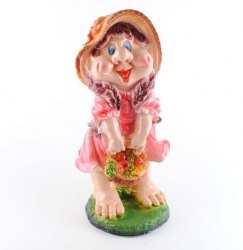 Садовая фигурка из гипса Девочка-гном с корзинкой большая (520*260мм)