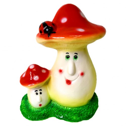Садовая фигурка из гипса Два мухомора с коровкой (200*170мм)