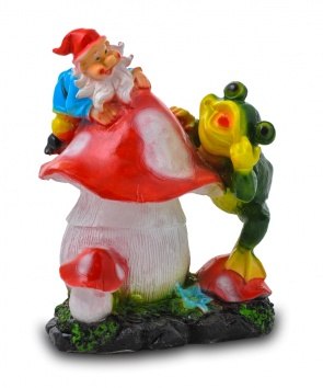 Садовая фигурка из гипса Гном на мухоморе малый (29*32см)