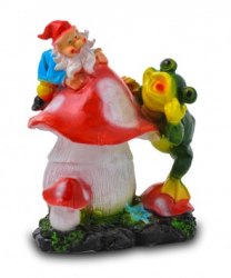 Садовая фигурка из гипса Гном на мухоморе малый (29*32см)