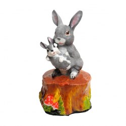Садовая фигурка из гипса Заяц на пне №2 (62*35см)