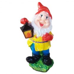 Садовая фигурка из гипса Гном с фонариком (410*270мм)