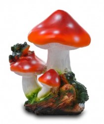 Садовая фигурка из гипса Мухомор с лягушками 30*26см